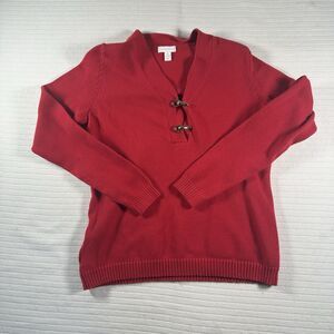 Charter Club Women’s Sweater Medium Red Knit Toggle Neck Pullover